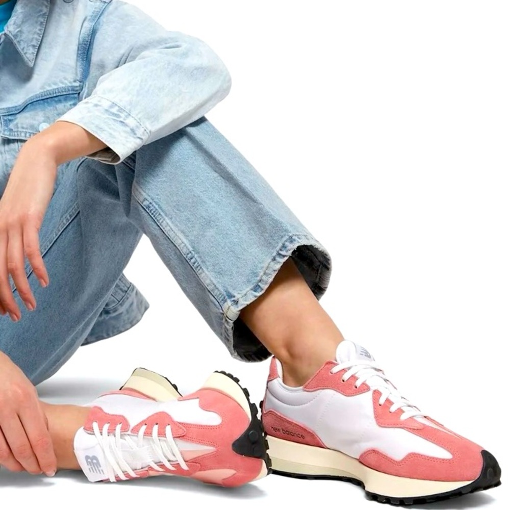 New Balance Women's Pink and White Retro Runner Sneakers